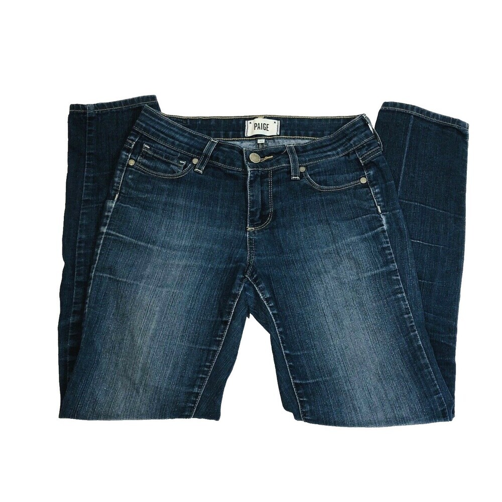Paige Skinny Ankle Peg Dark Wash Denim Jeans Slim Stretch Lived in Look Sz. 26